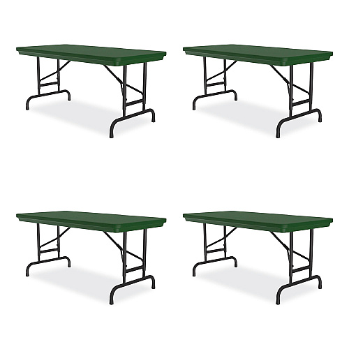 Correll Adjustable Folding Table, Rectangular, 48" x 24" x 22" to 32", Green Top, Black Legs, 4/Pallet (RA2448294P)