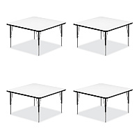 Correll Markerboard Activity Tables, Square, 48" x 48" x 19" to 29", White Top, Black Legs, 4/Pallet (4848DE80954P)