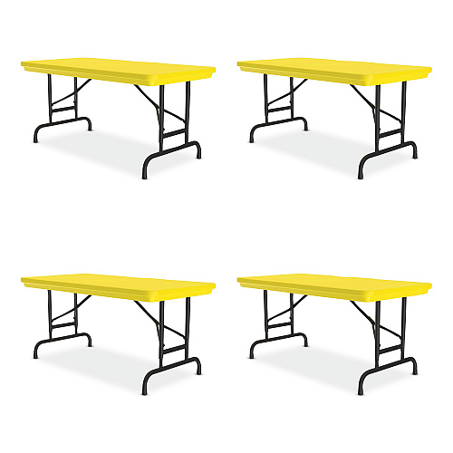 Correll Adjustable Folding Table, Rectangular, 48" x 24" x 22" to 32", Yellow Top, Black Legs, 4/Pallet (RA2448284P)
