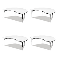 Correll Markerboard Activity Table, Kidney Shape, 72" x 48" x 19" to 29", White Top, Black Legs, 4/Pallet (4872DE80954P)