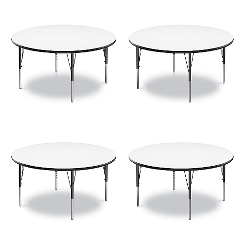 Correll Dry Erase Markerboard Activity Tables, Round, 42" x 19" to 29", White Top, Black Legs, 4/Pallet (42DERD80954P)
