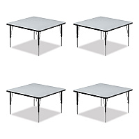 Correll Adjustable Activity Tables, Square, 48" x 48" x 19" to 29", Gray Top, Black Legs, 4/Pallet (4848TF1595K4)