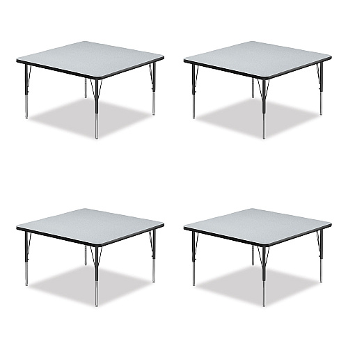 Correll Adjustable Activity Tables, Square, 48" x 48" x 19" to 29", Gray Top, Black Legs, 4/Pallet (4848TF1595K4)