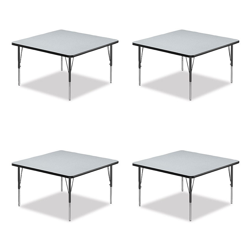Correll Adjustable Activity Tables, Square, 48" x 48" x 19" to 29", Gray Top, Black Legs, 4/Pallet (4848TF1595K4)