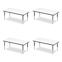 Correll Markerboard Activity Tables, Rectangular, 60" x 30" x 19" to 29", White Top, Black Legs, 4/Pallet (3060DE80954P)