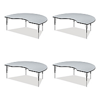 Correll Adjustable Activity Tables, Kidney Shaped, 72" x 48" x 19" to 29", Gray Top, Gray Legs, 4/Pallet (4872TF15954P)
