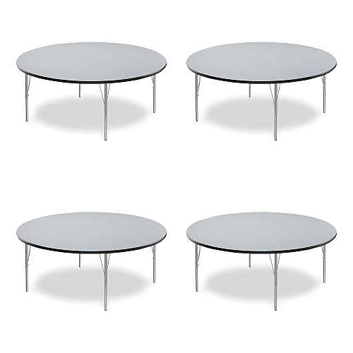 Correll Height Adjustable Activity Tables, Round, 60" x 19" to 29", Gray Granite Top, Gray Legs, 4/Pallet (60TFRD15954P)
