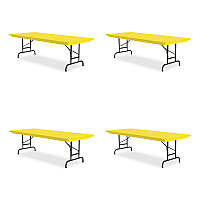 Correll Adjustable Folding Tables, Rectangular, 60" x 30" x 22" to 32", Yellow Top, Black Legs, 4/Pallet (RA3060284P)