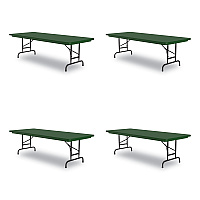 Correll Adjustable Folding Tables, Rectangular, 60" x 30" x 22" to 32", Green Top, Black Legs, 4/Pallet (RA3060294P)