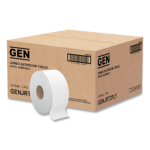 GEN&reg; Jumbo Toilet Paper, 2-Ply, 800-ft., 12 Rolls (GENJRT2PLY)