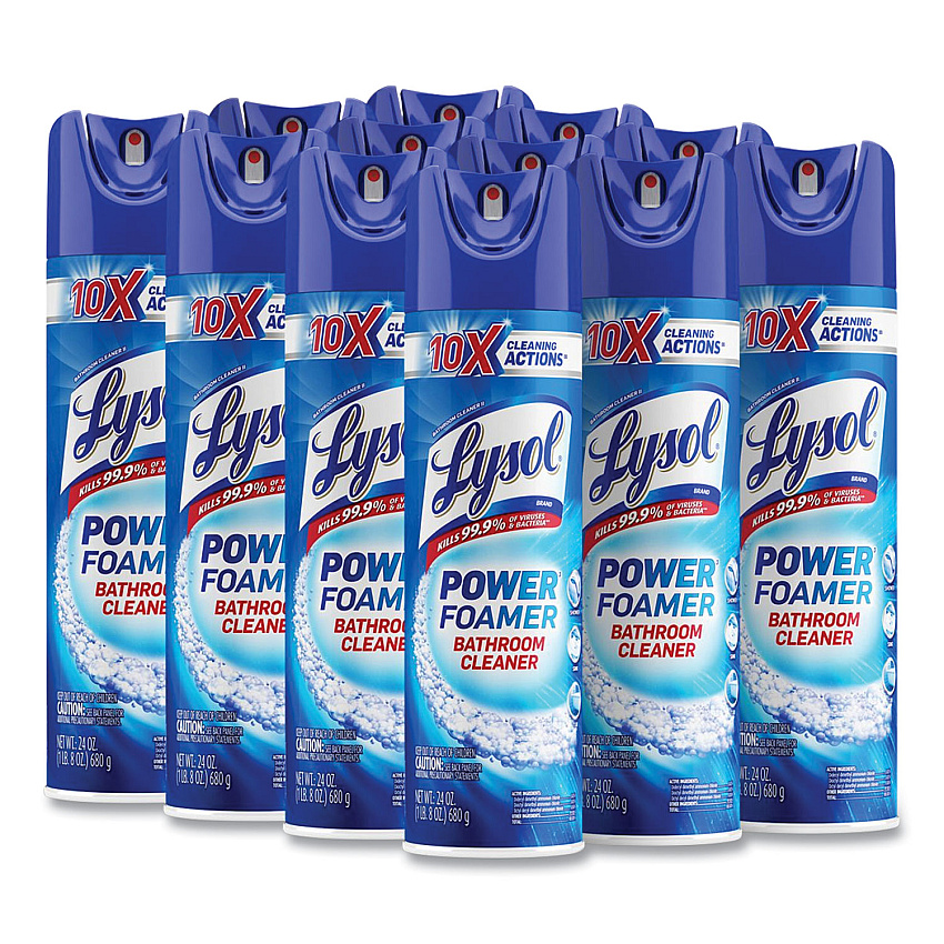 Lysol&reg; Power Foam Bathroom Cleaner, 24 oz., 12 Cans (02569CT)