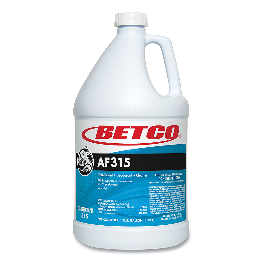 Betco AF315 Disinfectant Cleaner, Citrus Floral Scent, 1 gal Bottle, 4/Carton (3150400)