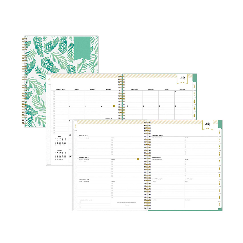 Blue Sky Day Designer Academic Year Weekly/Monthly Frosted Planner, Palms Artwork, 11 x 8.5, 12-Month (July to June): 2025 to 2026 (137891)