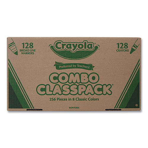 Crayola Crayons and Markers Combo Classpack, Eight Colors, 256/Set (523349)