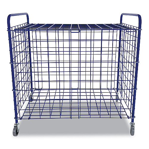Champion Sports Lockable Ball Storage Cart, Fits Approximately 24 Balls, Metal, 37" x 22" x 20", Blue (LFX)