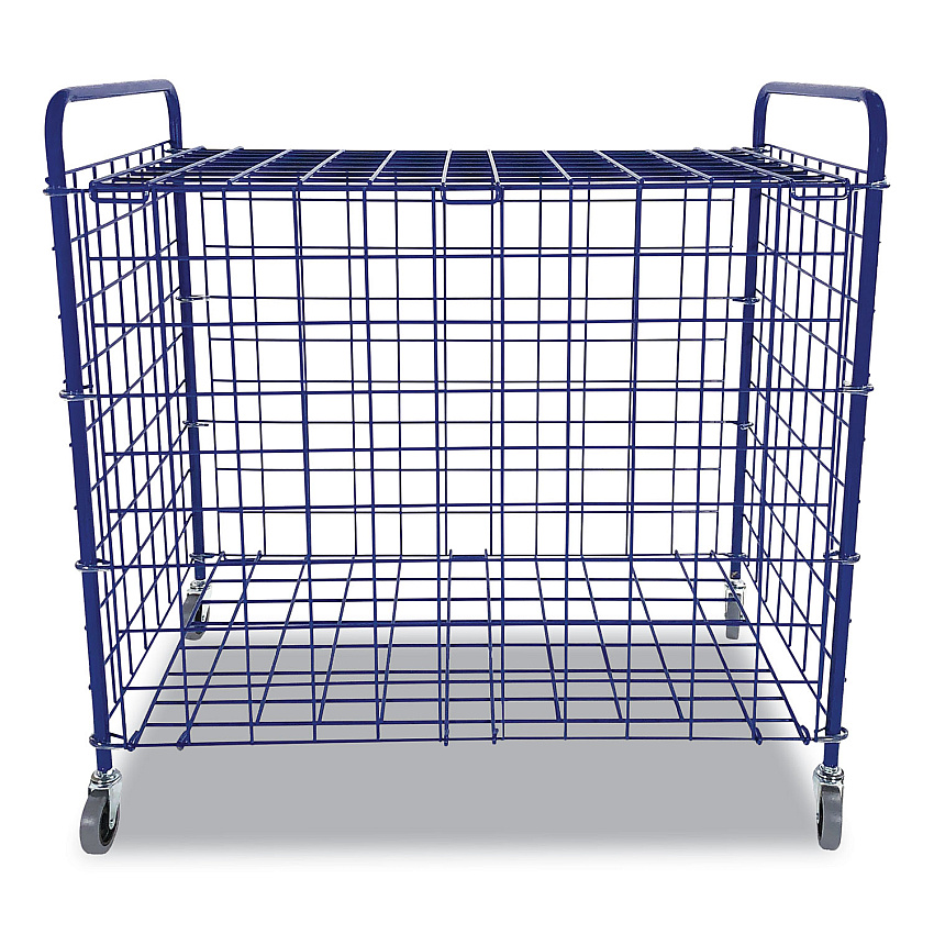Champion Sports Lockable Ball Storage Cart, Fits Approximately 24 Balls, Metal, 37" x 22" x 20", Blue (LFX)