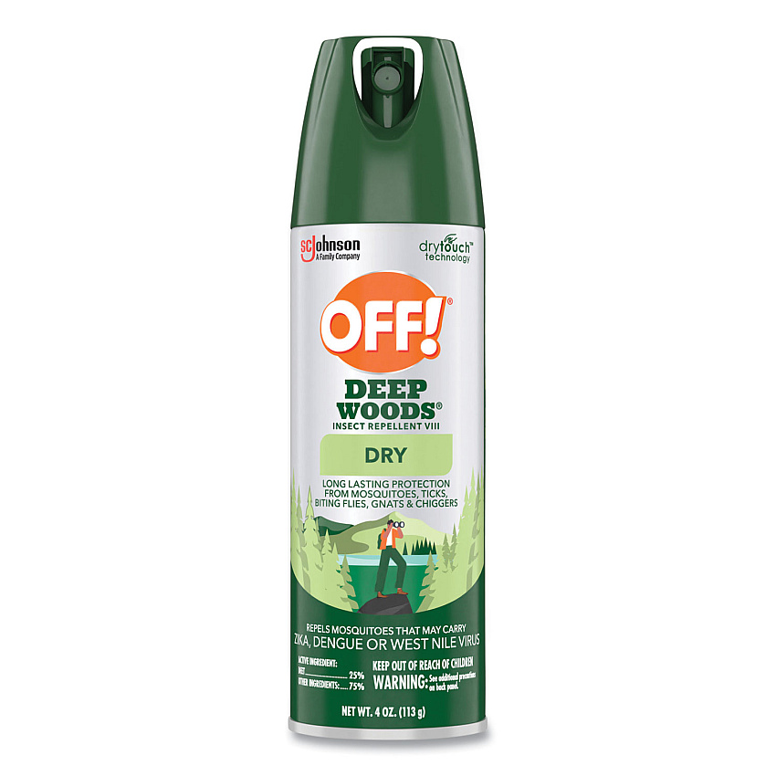 OFF! Deep Woods Dry Insect Repellent, 4 oz Aerosol Spray, Neutral, 12/Carton (315652)