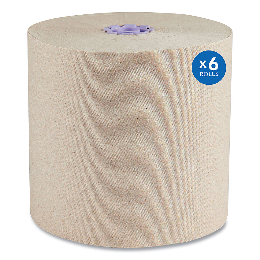 Scott Essential 100% Recycled Fiber Hard Roll Towel, 1-Ply, 8" x 700 ft, 1.75" Core, Brown, 6 Rolls/Carton (54038)