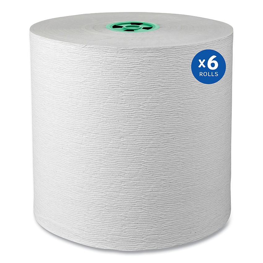Kleenex Hard Roll Paper Towels with Premium Absorbency Pockets with Colored Core, Green Core, 1-Ply, 7.5" x 700 ft, White, 6 Rolls/CT (25630)