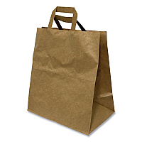 Kari-Out Kraft Paper Bags, Natural Kraft Flat Handles, 11" x 7" x 12", Brown, 250/Carton (1200410)