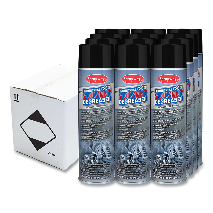 Sprayway C-60 Industrial Solvent Degreaser, 20 oz, Dozen (064)