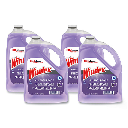 Windex Non-Ammoniated Glass/Multi Surface Cleaner, Pleasant Scent, 128 oz Bottle, 4/CT (697262)