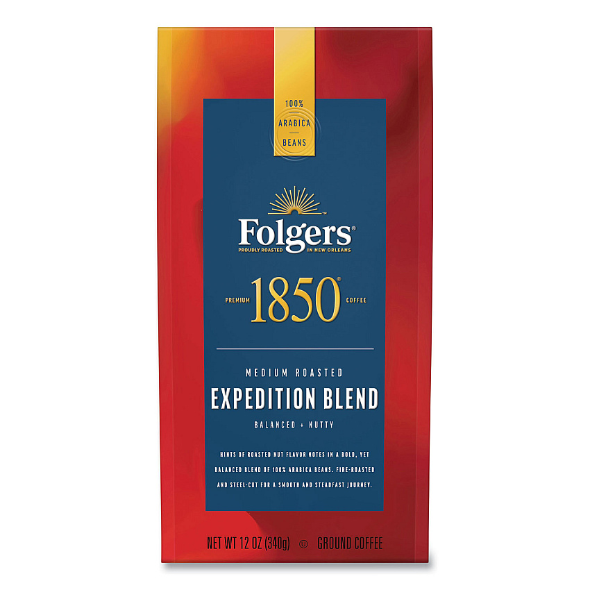 1850 Coffee, Expedition Blend, Medium Roast, Ground, 12 oz Bag (60514EA)