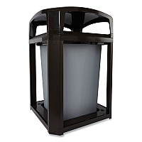 Landmark Series Classic Dome Top Container and Ashtray, 35 gal, Resin, Black