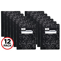 Mead Square Deal Composition Book, 3-Subject, Wide/Legal Rule, Black Cover, (100) 9.75 x 7.5 Sheets, 12/Pack (72936)