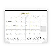 Blueline Gold Collection Monthly Desk Pad Calendar, 22 x 17, White/Gold Sheets, Black Headband, 12-Month (Jan to Dec): 2026 (C199003)