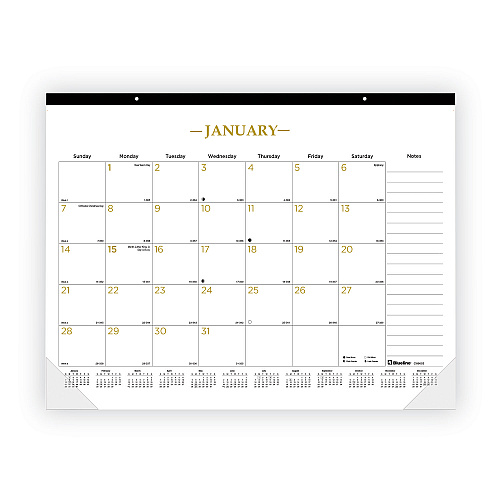 Blueline Gold Collection Monthly Desk Pad Calendar, 22 x 17, White/Gold Sheets, Black Headband, 12-Month (Jan to Dec): 2026 (C199003)