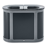 ENHANCE PILL Dual Stream Waste Receptacle, (2) 23 gal Capacity Bins, Metal, Umbra Gray/Pearl Gray