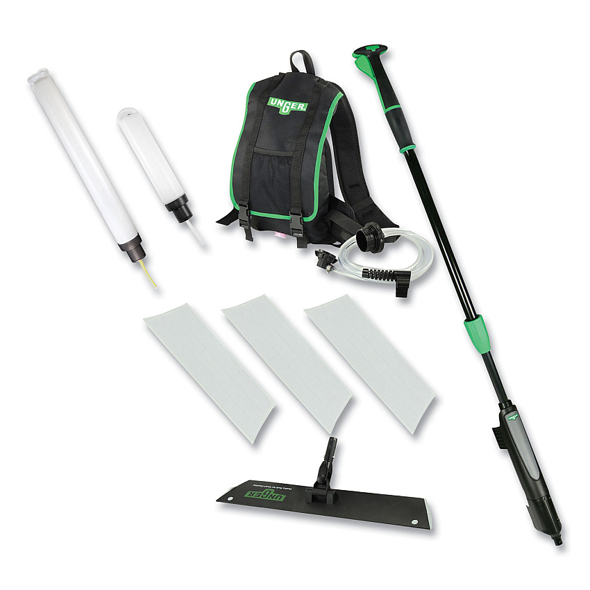 Unger Excella Floor Finishing Kit, 20" Head, 48" to 65" Black/Green Plastic Handle (EFKT9)