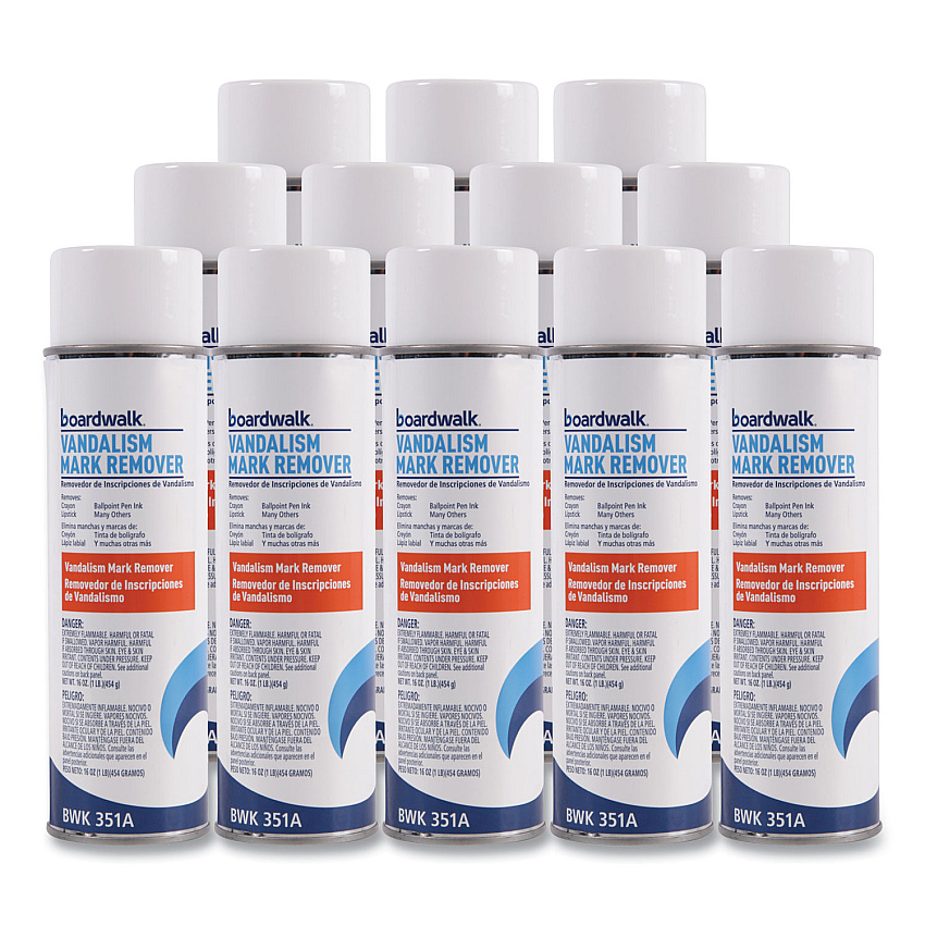 Boardwalk&reg; Vandalism Mark Remover, 16 oz. Aerosol, 12 Cans (BWK351ACT)