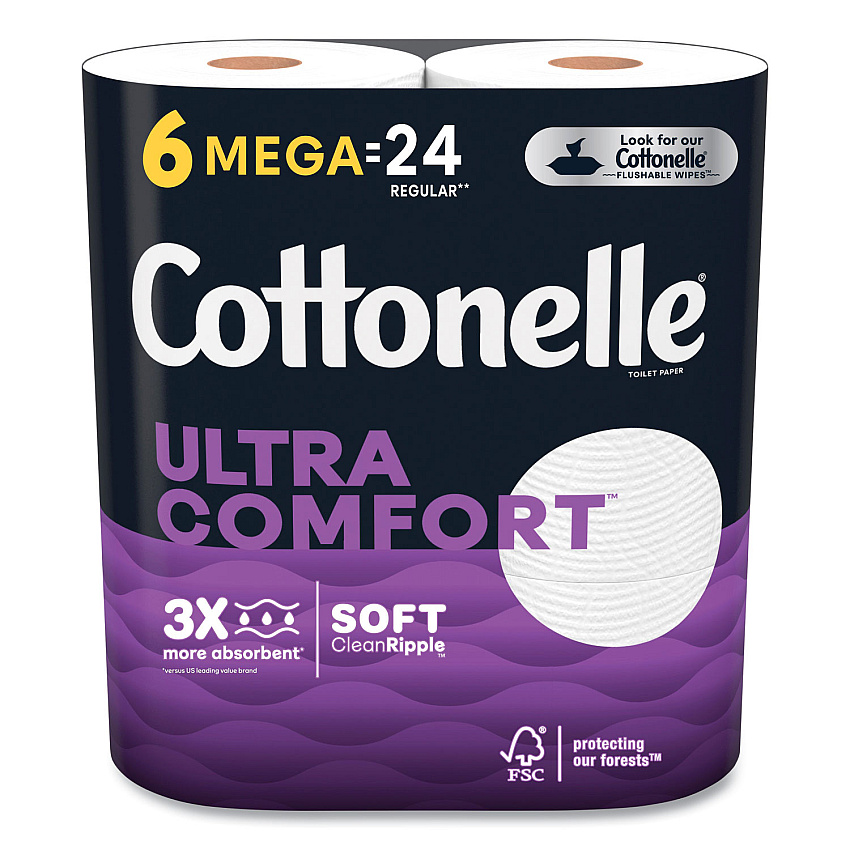 Cottonelle&reg; Ultra Comfort Toilet Paper Mega Rolls, 2-Ply, 284 Sheets, 36 Rolls (55707)