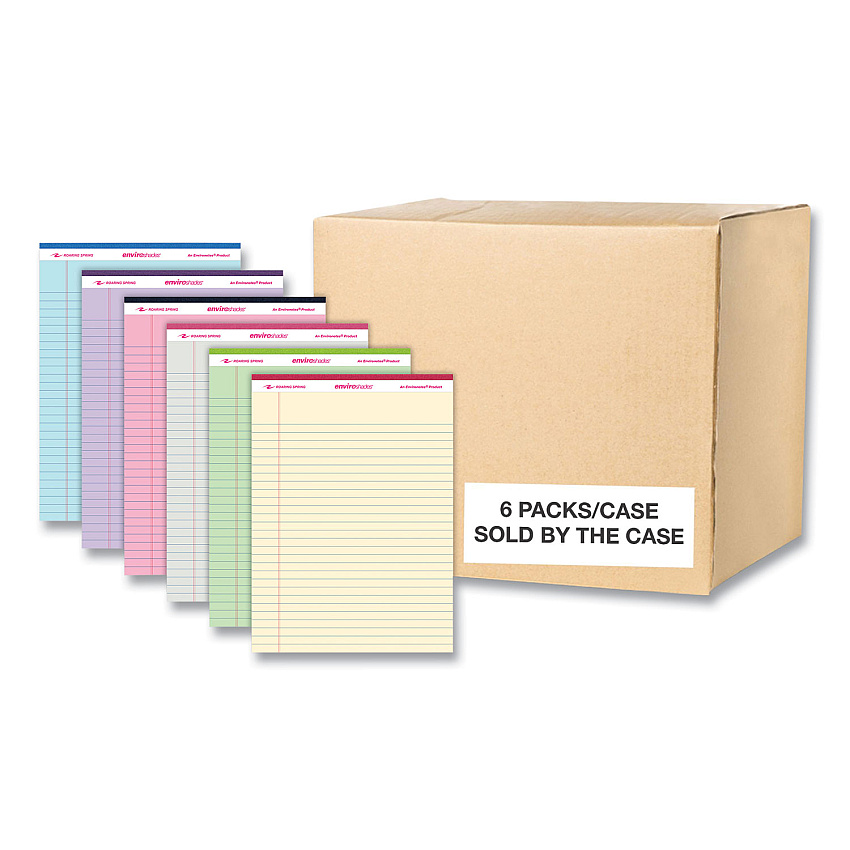 Roaring Spring Enviroshades Legal Notepads, 50 Assorted 8.5 x 11.75 Sheets, 36 Notepads/Carton (74221CS)