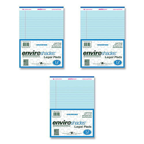 Roaring Spring Enviroshades Legal Notepads, 50 Blue 8.5 x 11.75 Sheets, 72 Notepads/Carton (74120CS)