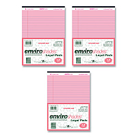 Roaring Spring Enviroshades Legal Notepads, 50 Pink 8.5 x 11.75 Sheets, 72 Notepads/Carton (74150CS)