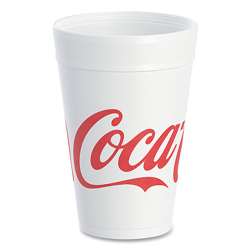 Dart Coca-Cola Foam Cups, 32 oz, White/Red, 25/Bag, 20 Bags/Carton (32TJ32C)