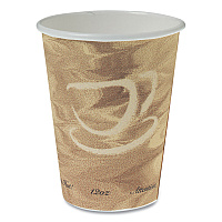 SOLO Mistique Polycoated Hot Paper Cups, 12 oz, Printed, Brown, 50/Sleeve, 20 Sleeves/Carton (412MSN)