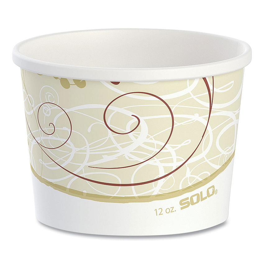 SOLO Double Poly Paper Food Containers, 12 oz, 3.6 Diameter x 3.3 h, Symphony Design, 25/Pack, 20 Packs/Carton (HS4125SYM)