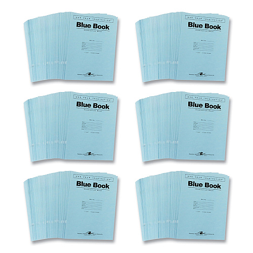 Roaring Spring Examination Blue Book, Wide/Legal Rule, Blue Cover, (12) 11 x 8.5 Sheets, 300/Carton (77519CS)