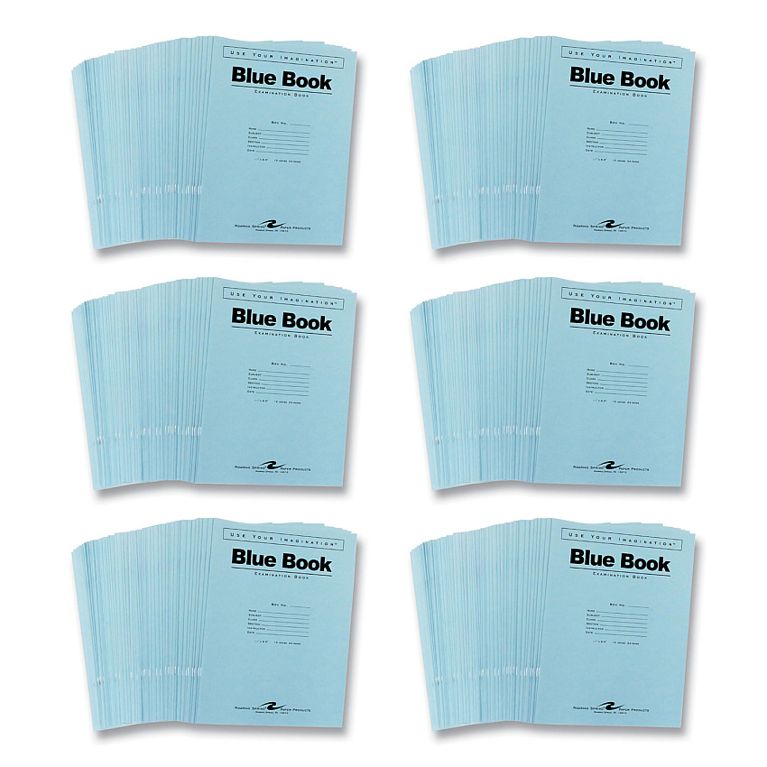 Roaring Spring Examination Blue Book, Wide/Legal Rule, Blue Cover, (12) 11 x 8.5 Sheets, 300/Carton (77519CS)