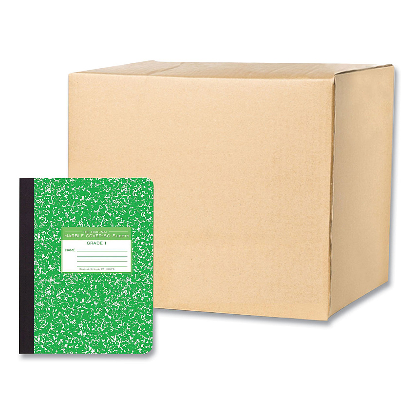 Roaring Spring Ruled Composition Book, Grade 1 Manuscript Format, Green Marble Cover, (80) 9.75 x 7.5 Sheets, 48/Carton (97225CS)