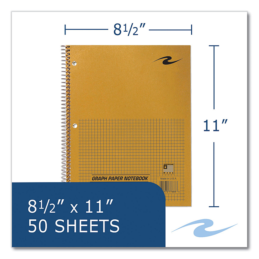 Roaring Spring Lab and Science Wirebound Notebook, Quadrille Rule (4 sq/in), Brown Cover, (50) 8.5 x 11 Sheets, 24/Carton (77688CS)