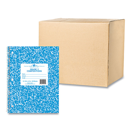 Roaring Spring Wirebound Notebook, Grade 2 Manuscript Format, Blue Marble Cover, (36) 10.5 x 8 Sheets, 48/Carton (10102CS)