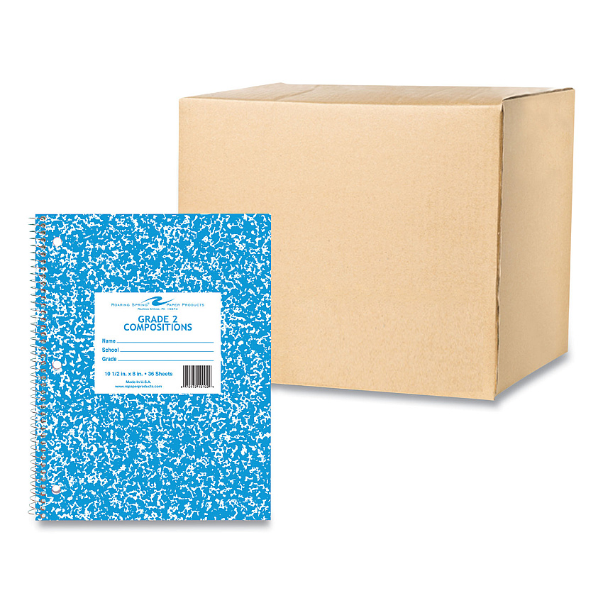 Roaring Spring Wirebound Notebook, Grade 2 Manuscript Format, Blue Marble Cover, (36) 10.5 x 8 Sheets, 48/Carton (10102CS)