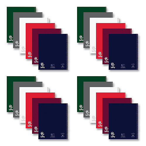 Roaring Spring Lefty Notebook, 1 Subject, College Rule, Randomly Assorted Cover Color, (200) 11 x 8.5 Sheets, 24/Carton (11096CS)