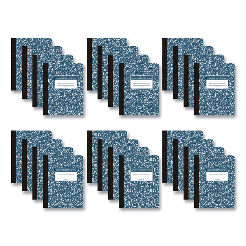 Roaring Spring Hardcover Marble Composition Book, Unruled, Blue Marble Cover, (100) 9.75 x 7.5 Sheets, 24/Carton (77261CS)