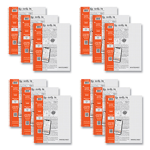 Roaring Spring Whitelines Notebook, Quadrille Rule, (5 sq/in), Gray/Orange Cover, (70) 11 x 8.5 Sheets, 12/Carton (17001CS)